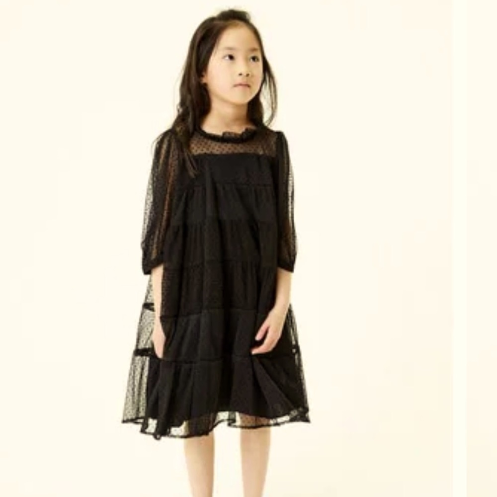 Next Direct Black Tiered Mesh Dress size 11
